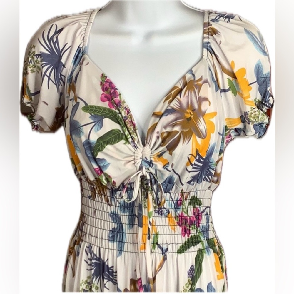 NWOT Floral Dress XL Cap Sleeve Super Stretchy Lightweight Slinky Smooth NEW